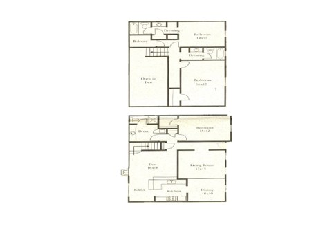 Floor plan for 3 beds, 3 baths, 2200 sqft